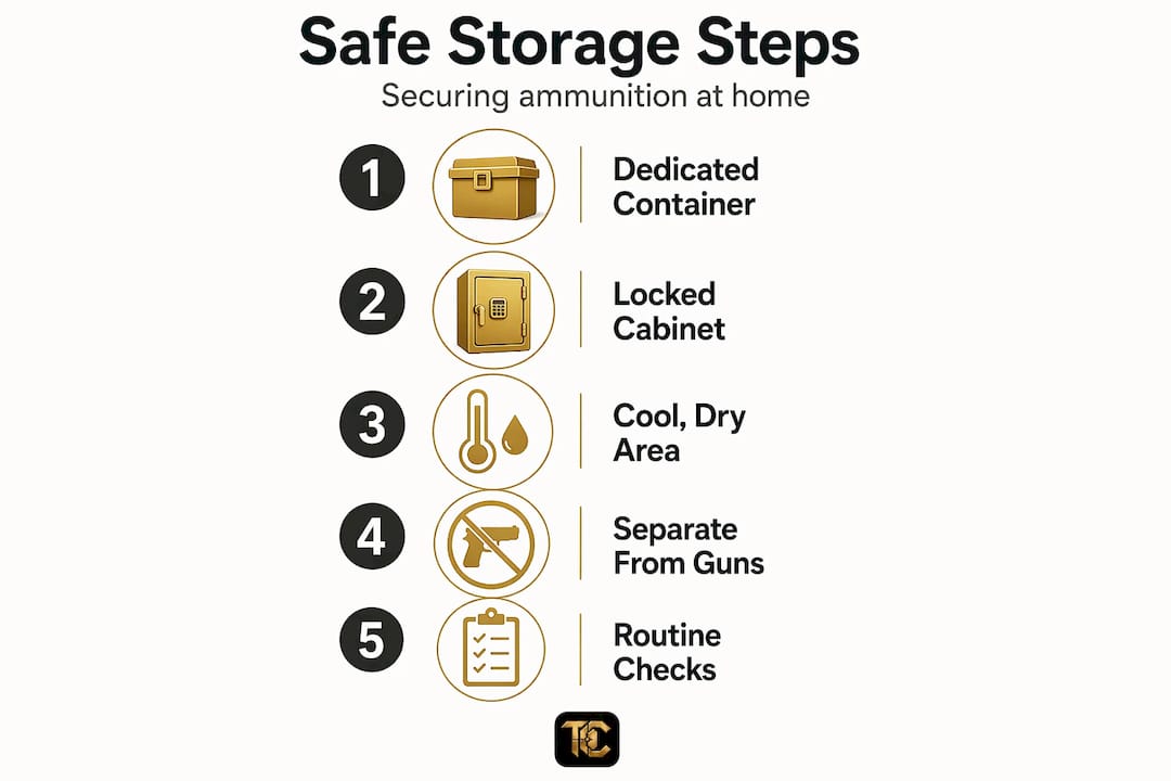 Infographic listing safe ammunition storage steps