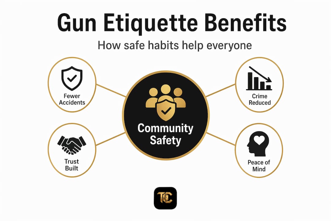 Hierarchy infographic showing benefits of gun etiquette