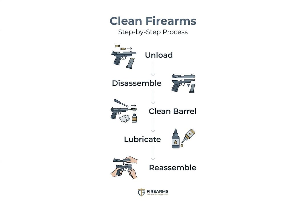 Step-by-step firearm cleaning infographic