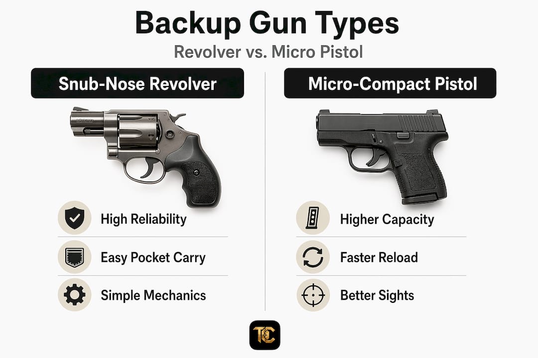 Infographic comparing backup gun types