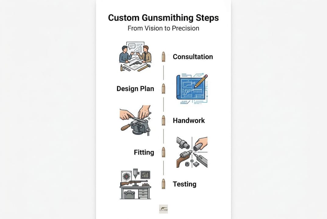 Infographic outlining steps of custom gunsmithing
