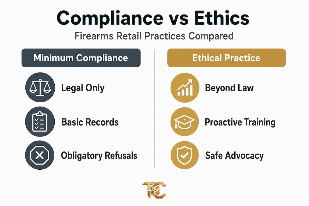 Infographic comparing compliance vs ethical retail practices