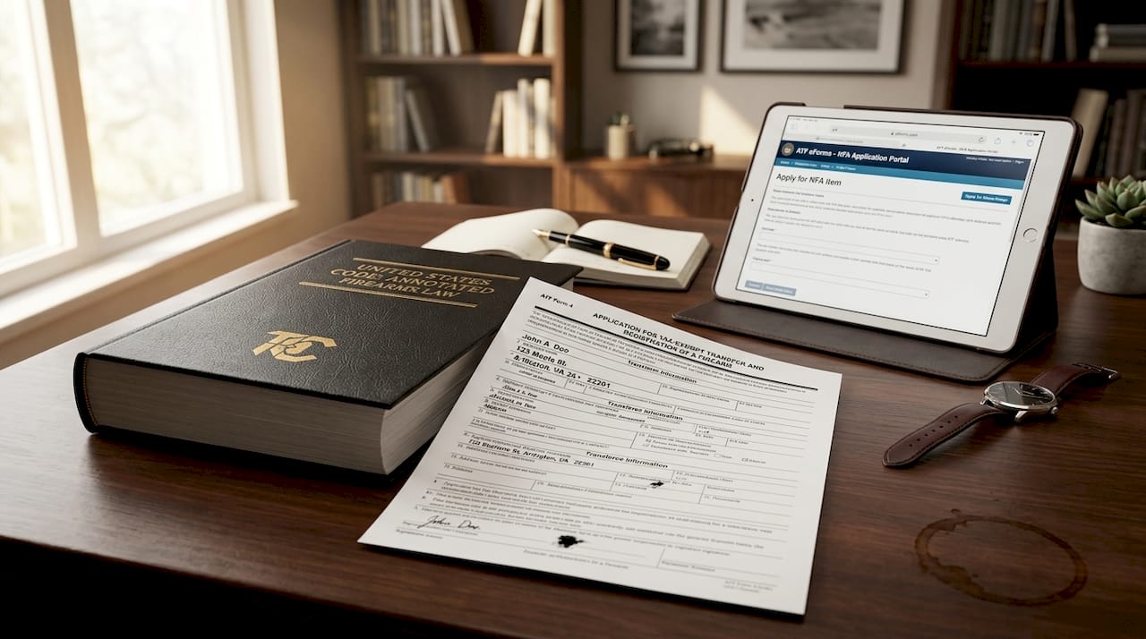 Close-up of ATF paperwork and digital form