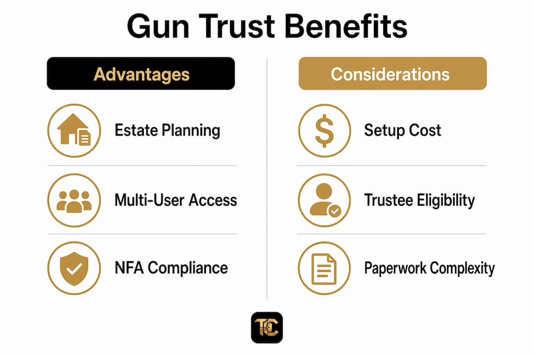 Infographic comparing gun trust pros and cons