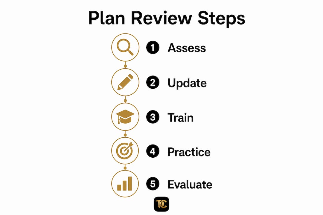 Infographic showing tactical preparedness plan review steps