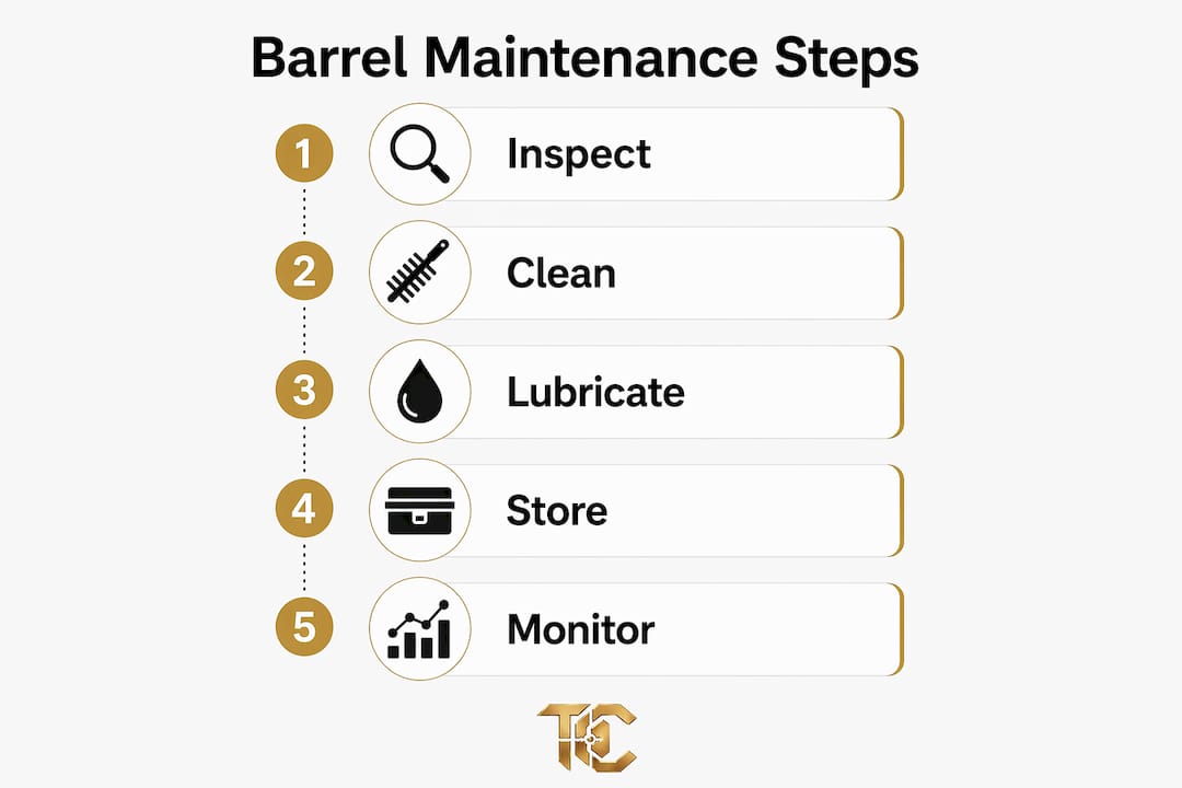 Infographic outlining barrel maintenance steps