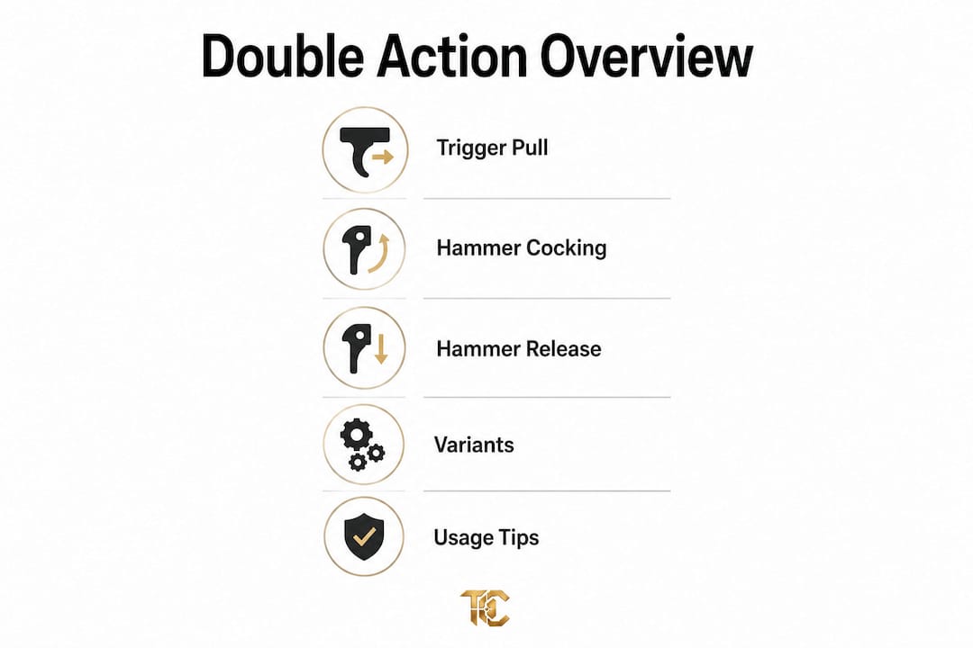 Infographic showing double action mechanics and variants