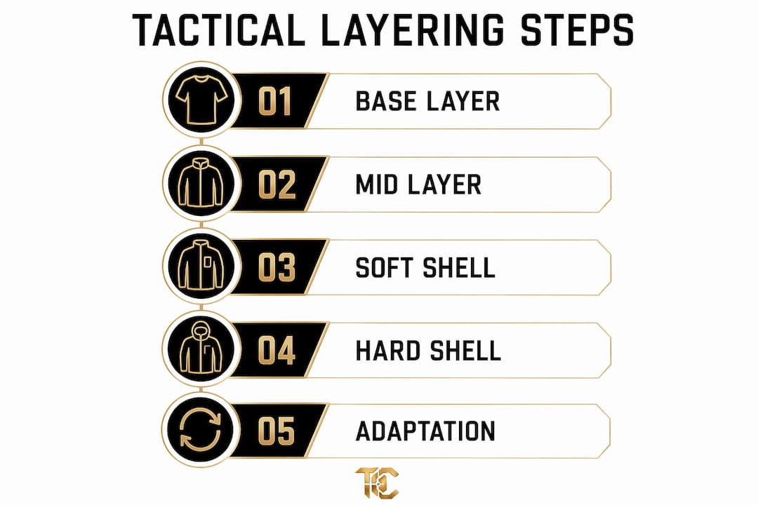 Infographic illustrating tactical layering steps