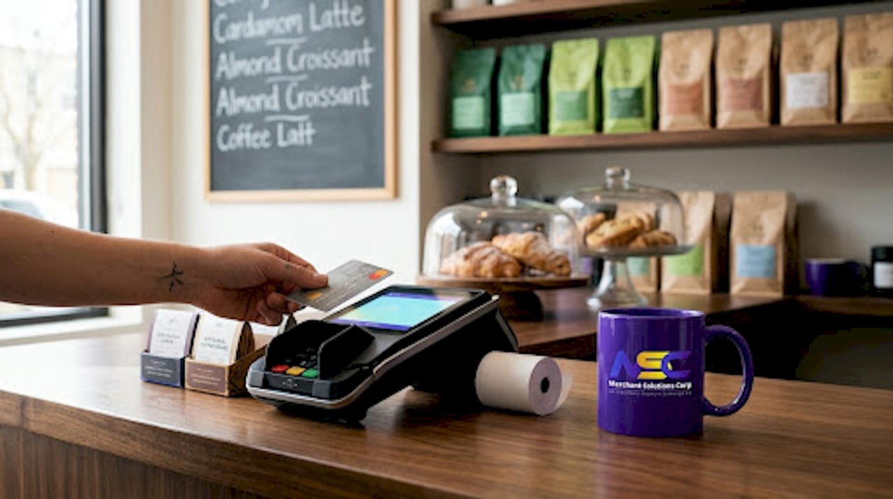 Customer about to pay with credit card