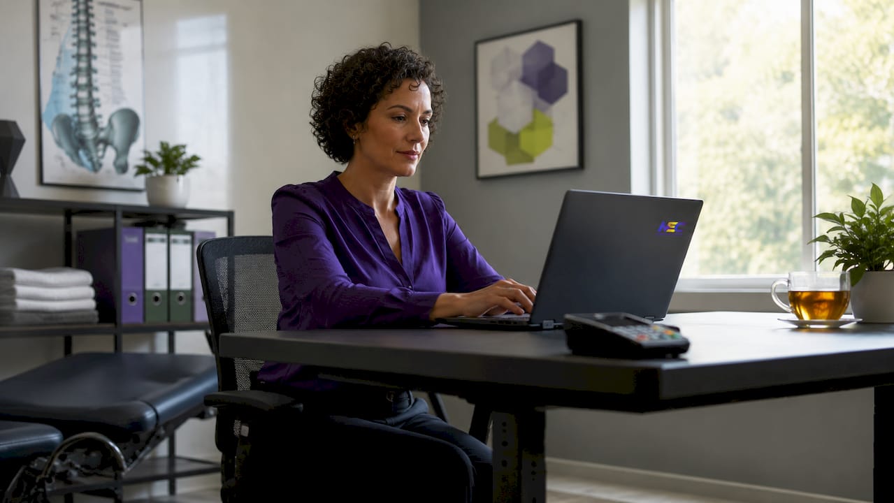 Administrator reviewing chiropractic billing software