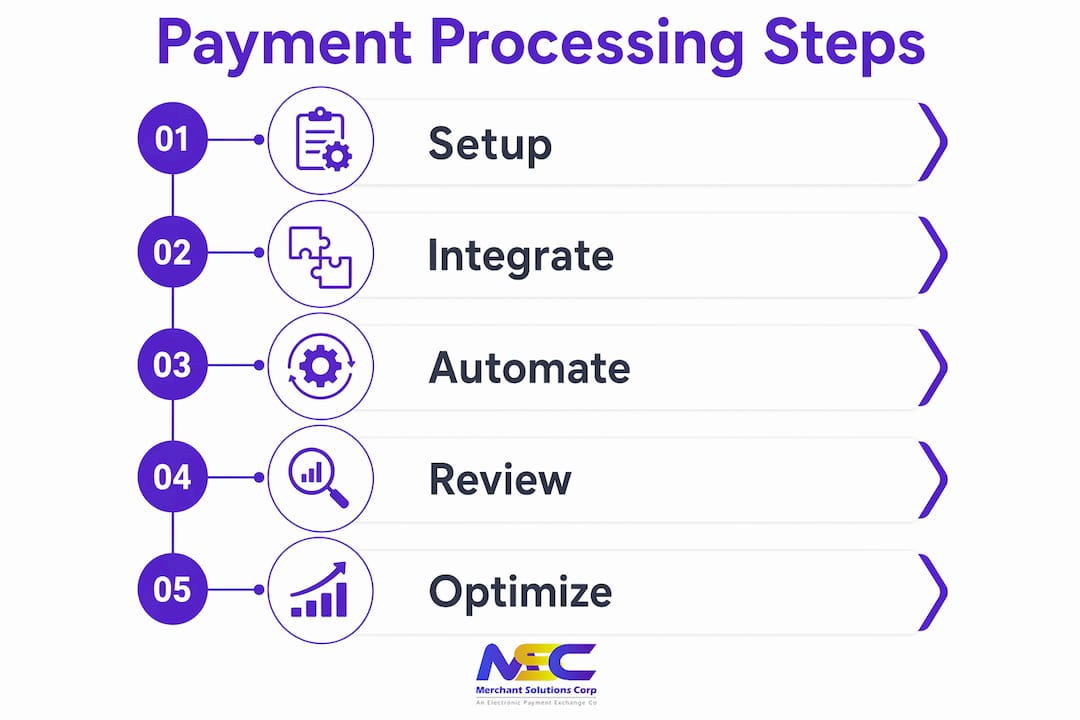 Infographic showing chiropractic payment processing steps