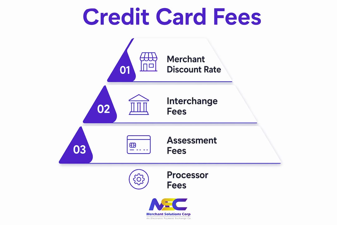 Infographic showing hierarchy of credit card fee components