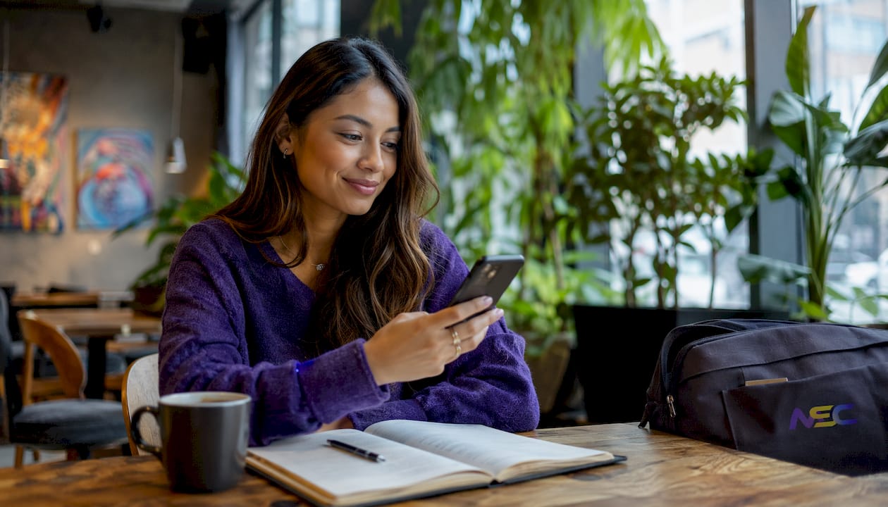 Woman browsing online restaurant menu on tablet