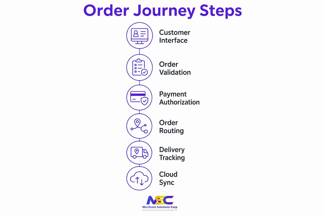 Infographic showing online ordering process steps