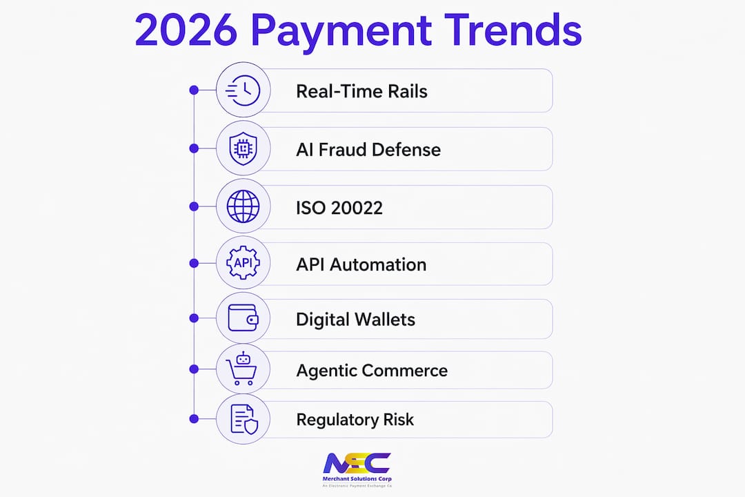 Infographic showing top payment trends for 2026
