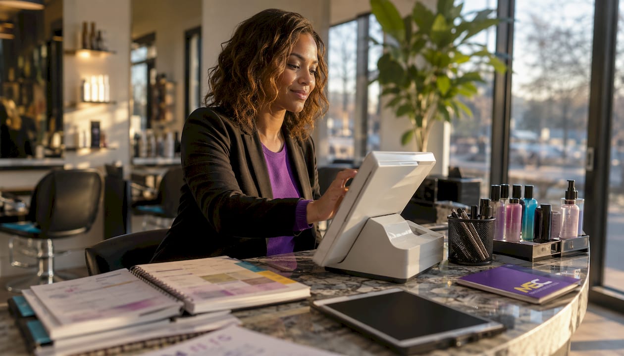 Salon manager using booking and payment system