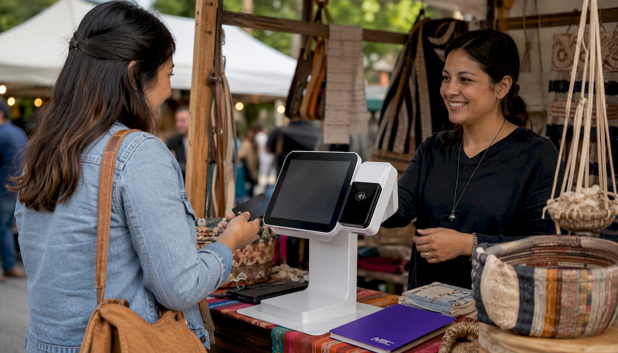 Freestanding retail POS kiosk setup