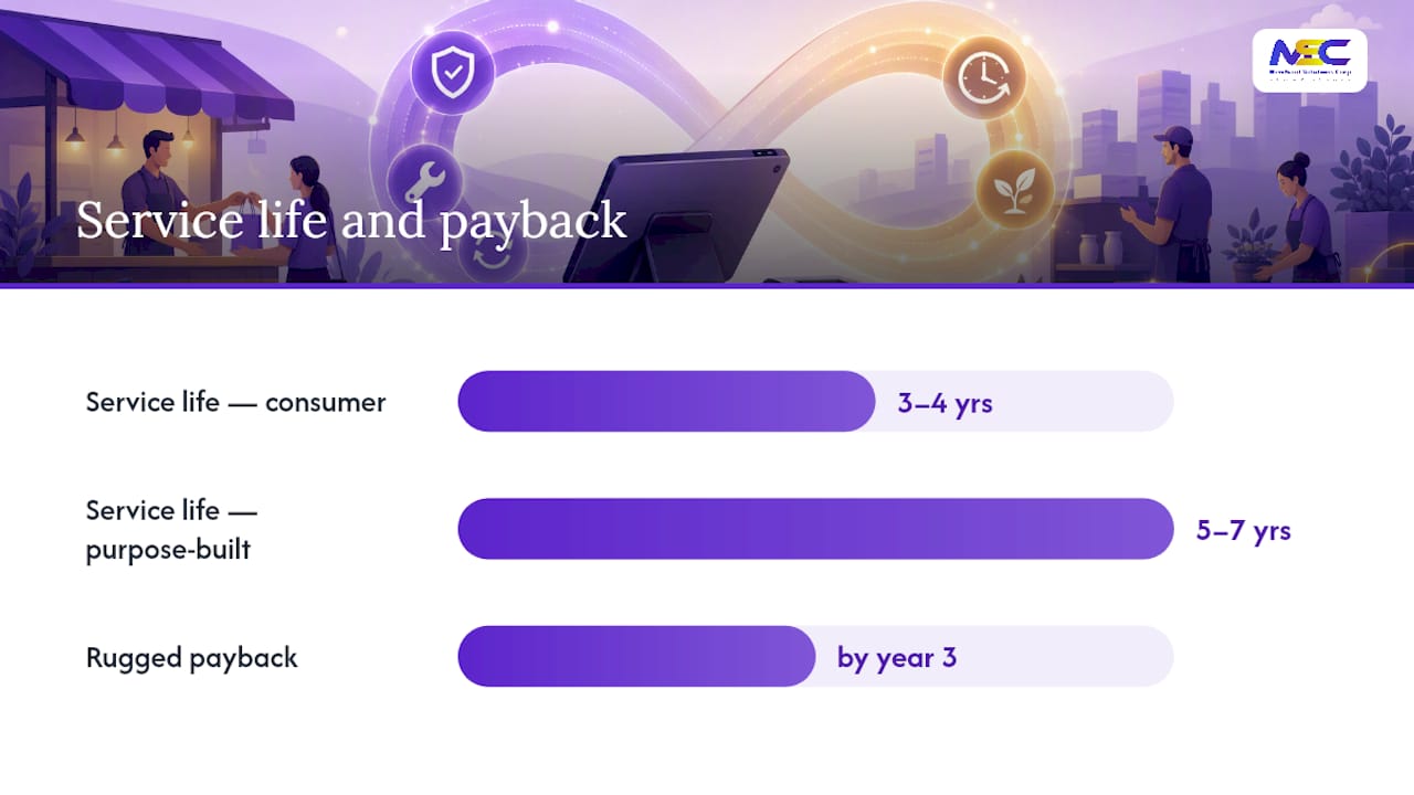 Comparison infographic of consumer vs purpose-built POS tablets