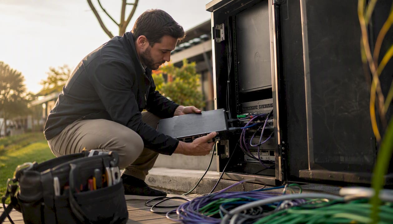 Technician connecting device for external security scan