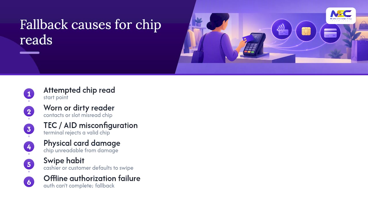 Common causes of EMV fallback transactions
