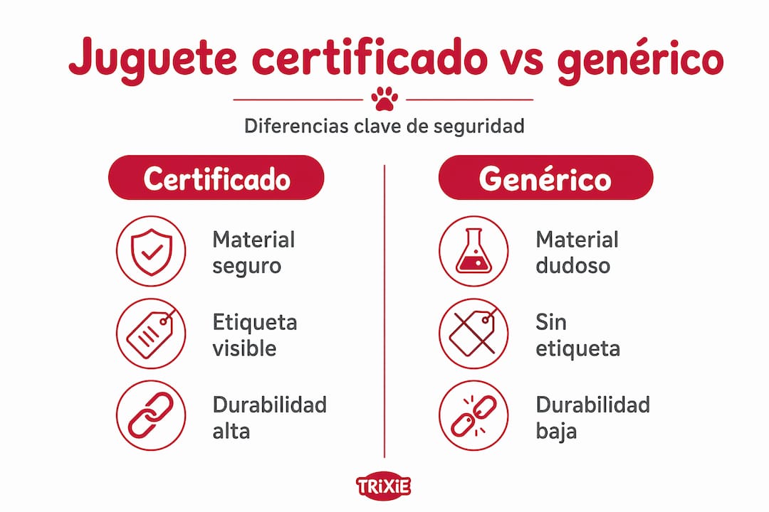 Infografía: ¿Qué diferencias hay entre juguetes para mascotas con certificación y los de marca blanca?