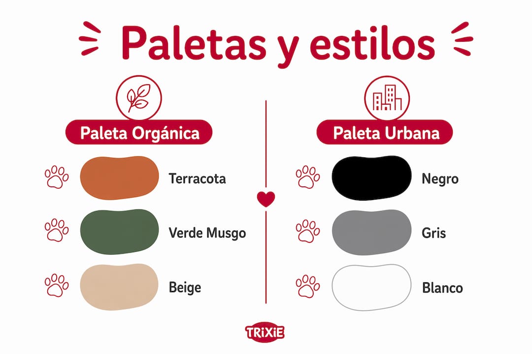Guía visual de combinaciones de colores para accesorios de mascotas
