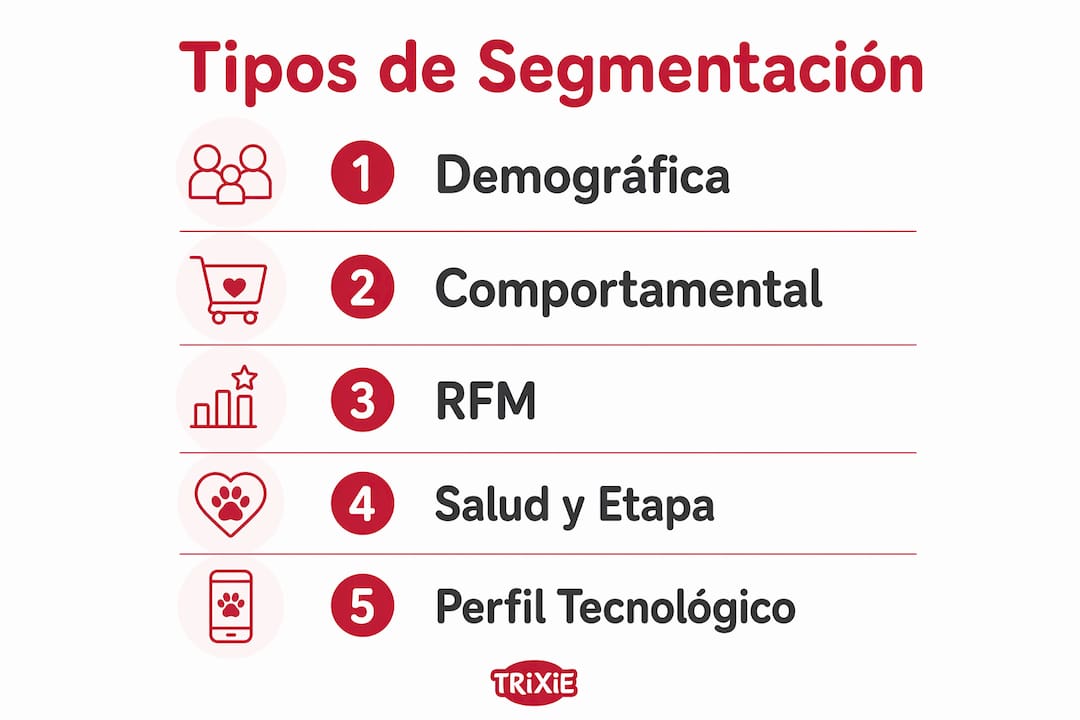 Infografía con los principales tipos de segmentación