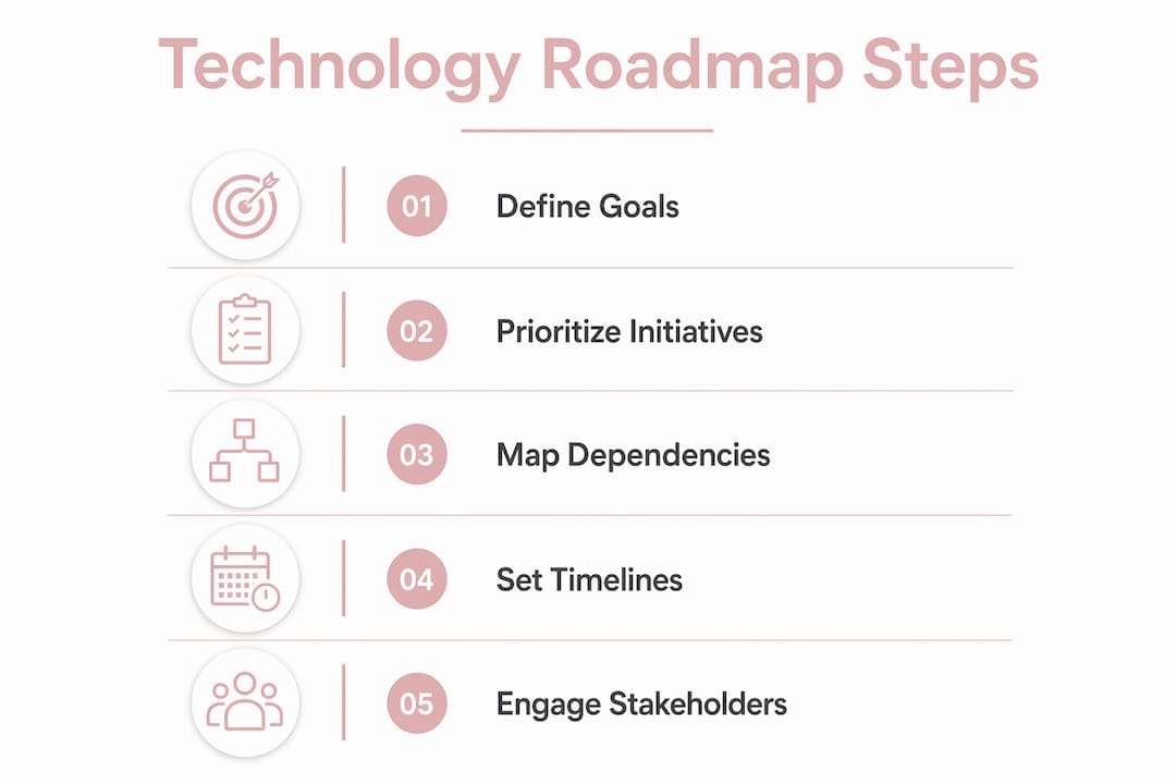 Infographic outlining technology roadmap steps
