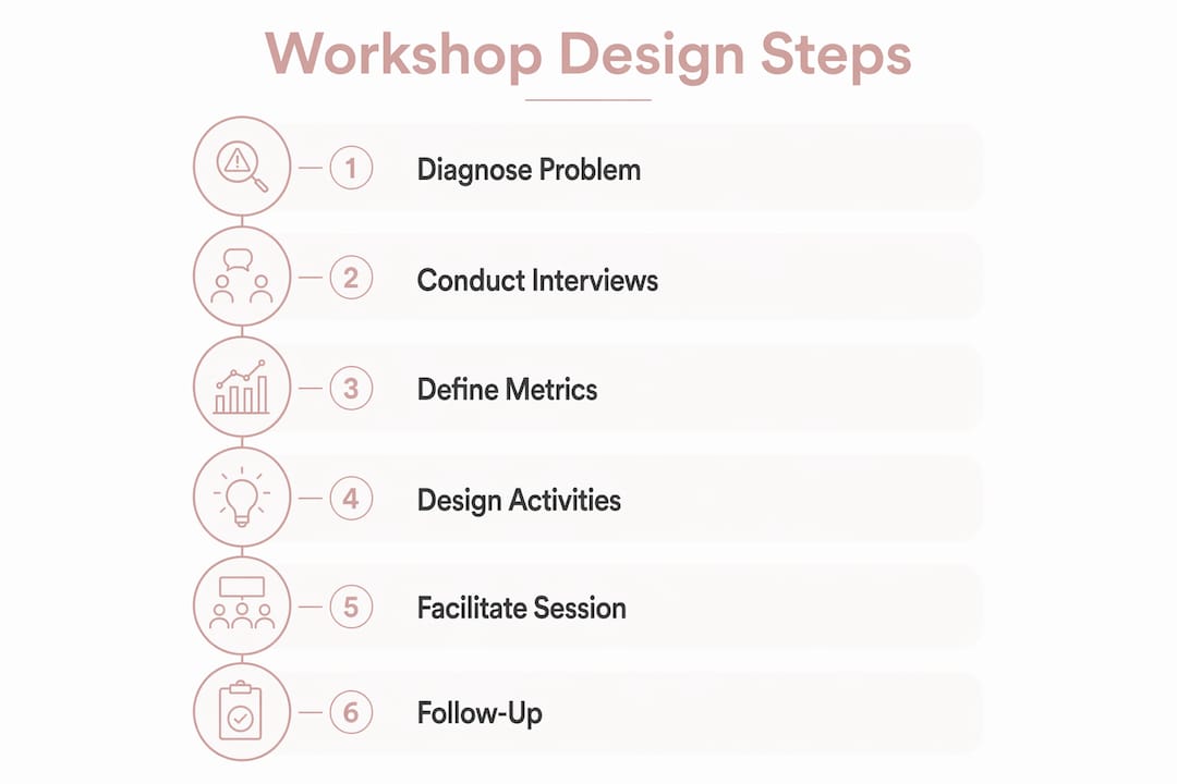 Infographic showing leadership workshop design steps