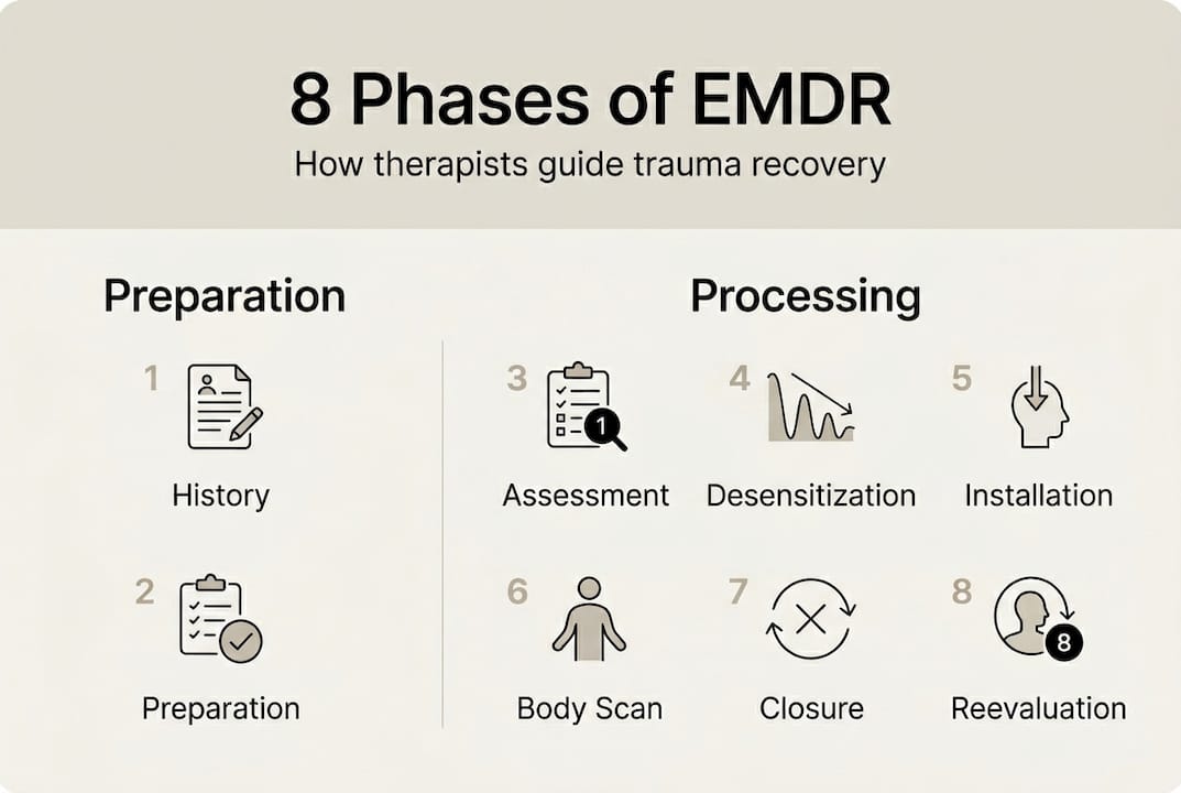 How therapists guide trauma recovery: 8 EMDR phases