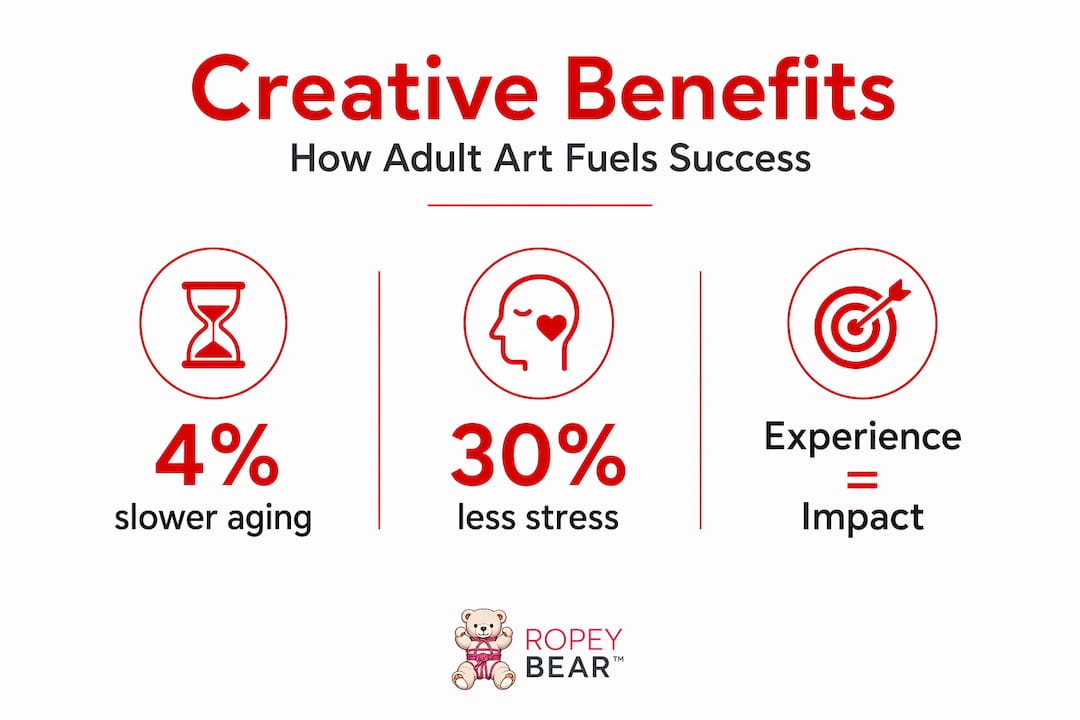 Infographic showing creative adult art benefits stats