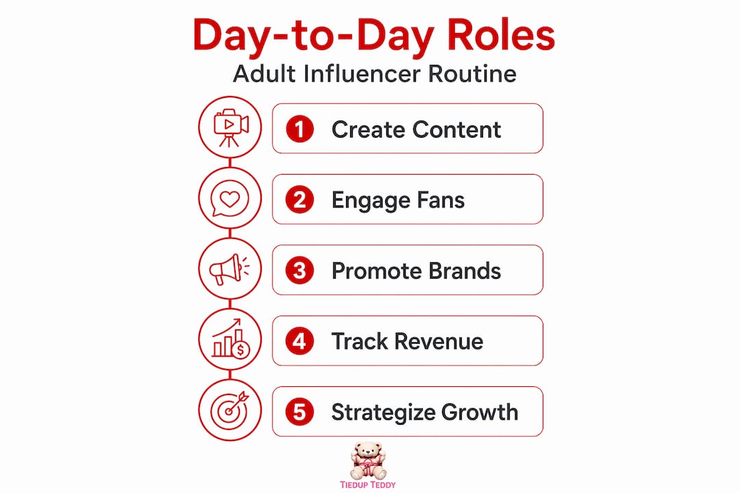 Infographic showing a day in an adult influencer’s work