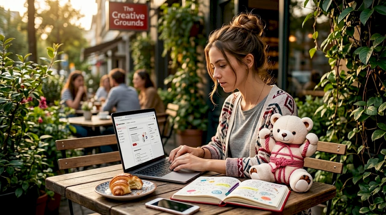 User browsing creator digital platform on laptop
