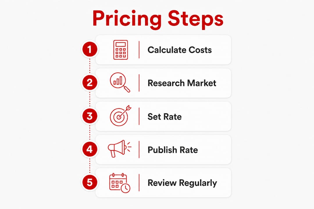 Infographic illustrating steps to price kink services.