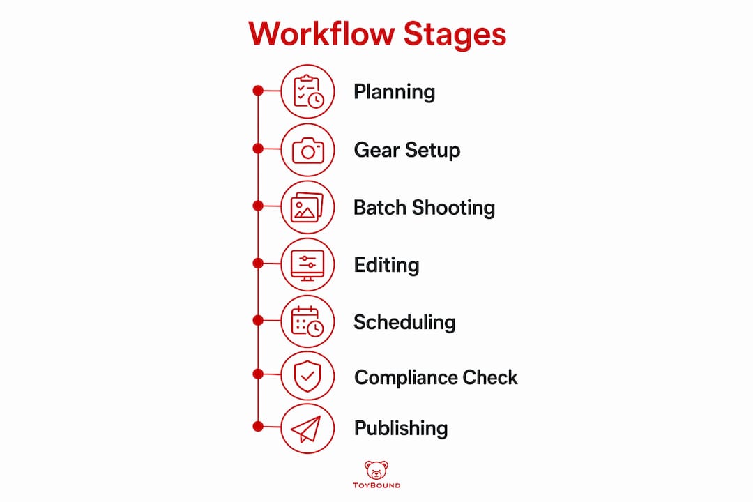 Infographic showing workflow stages in erotic content creation