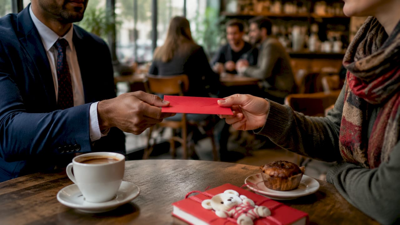 Hands exchanging negotiation contract documents