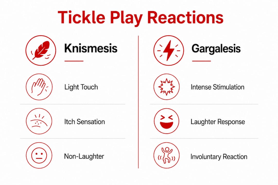 Infographic showing two types of tickle play reactions