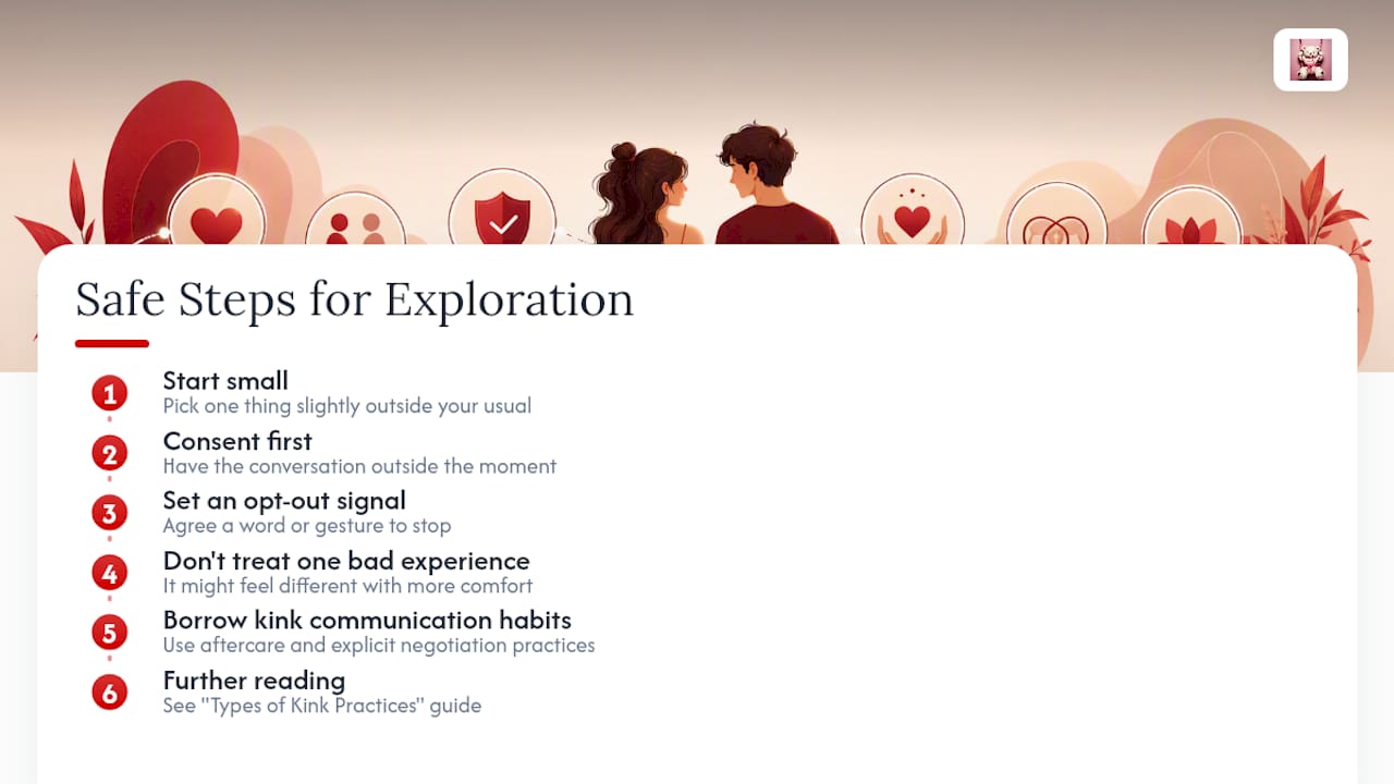 How to safely explore beyond your usual sexual repertoire — overview diagram