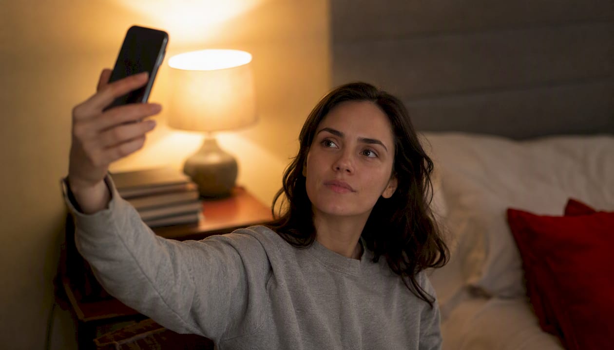 Person taking selfie for age verification