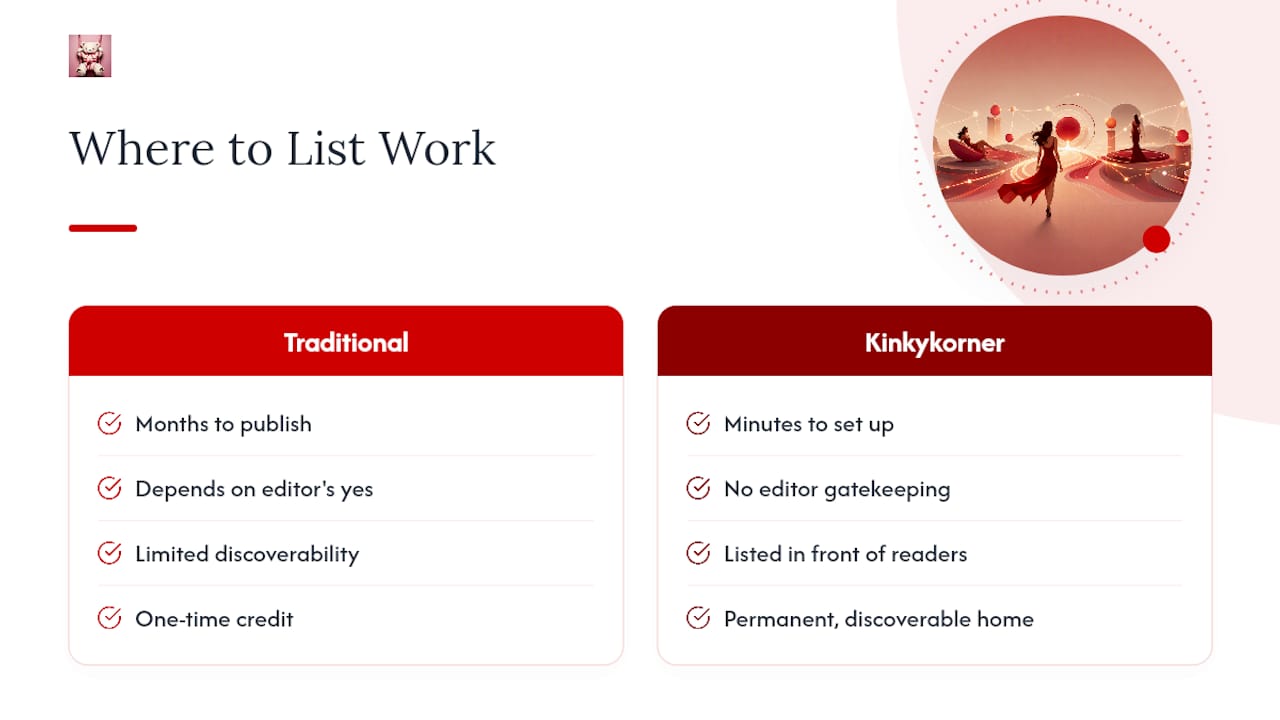 List Your Work Where Readers Are Already Looking — overview diagram
