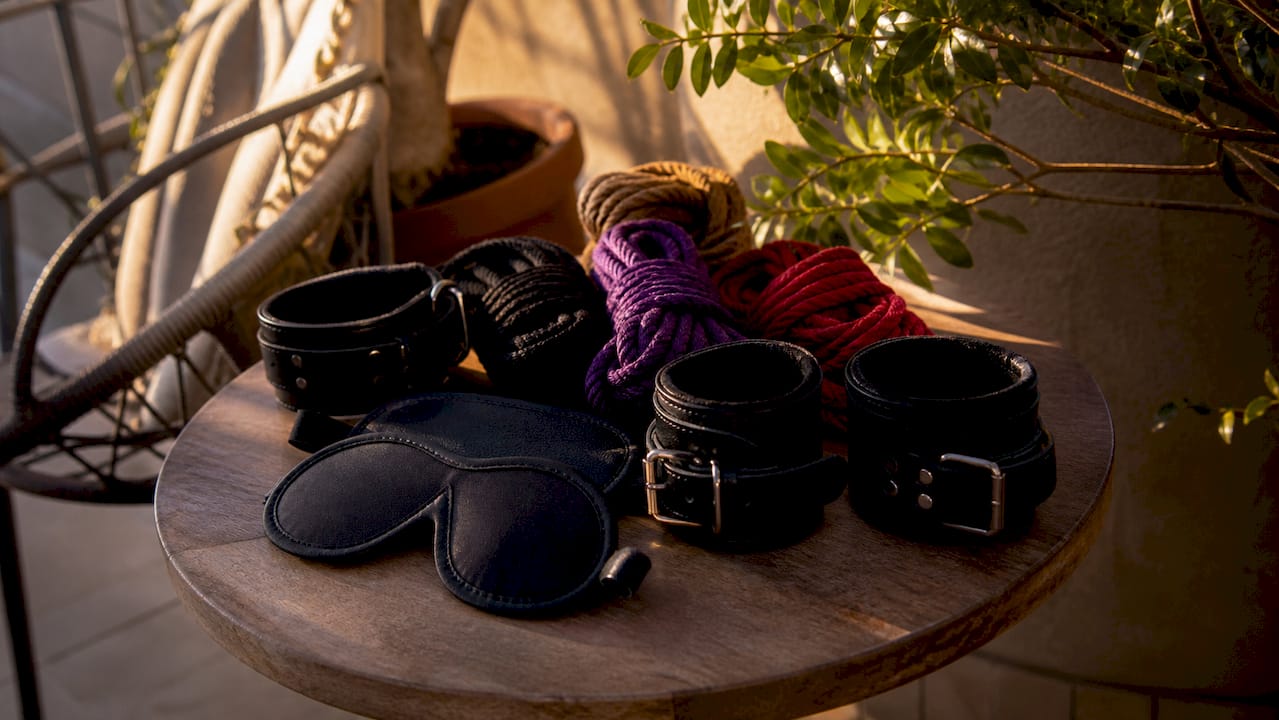 Kink accessories arranged in private lounge