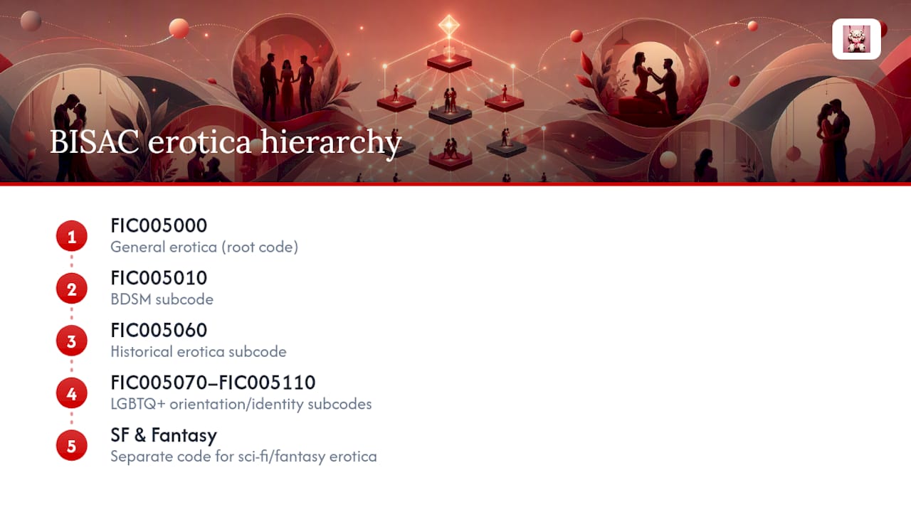 BISAC erotica category code hierarchy