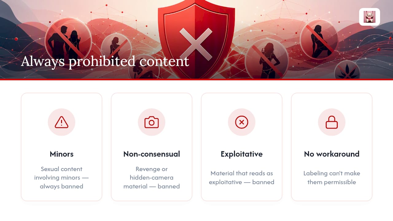 Three prohibited adult content categories