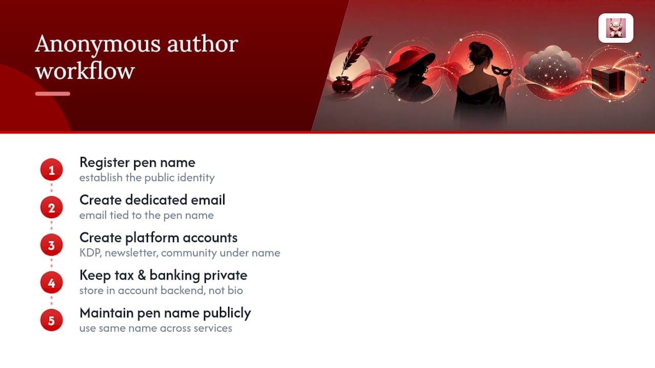 Five-stage anonymous author workflow