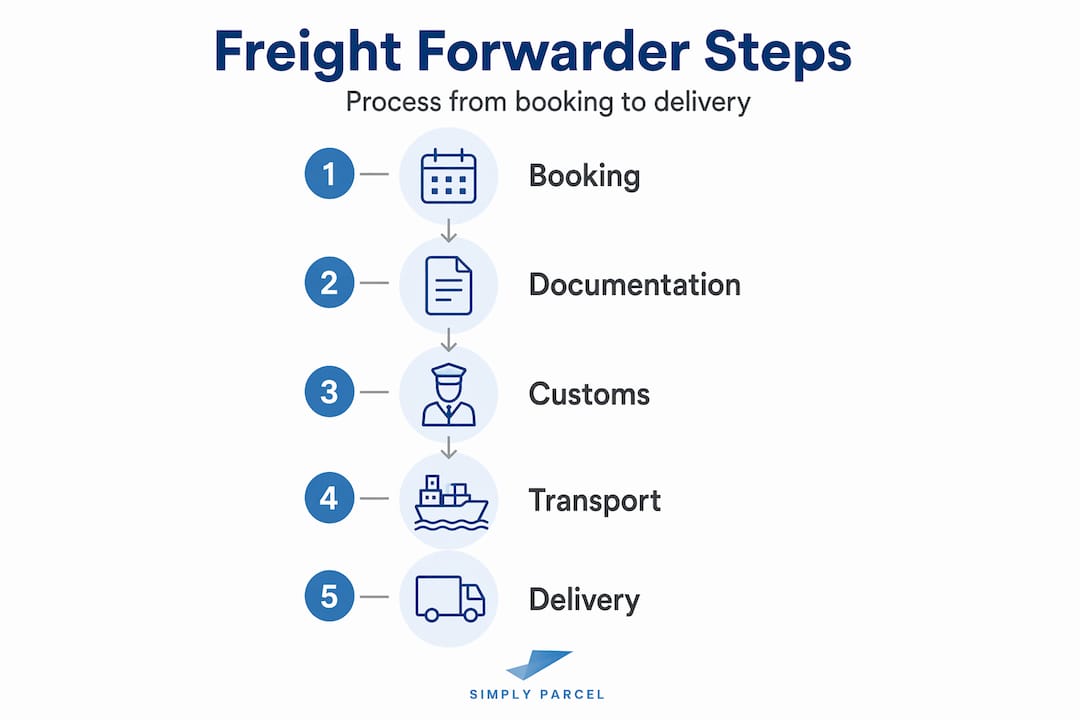 Infographic showing freight forwarder process steps