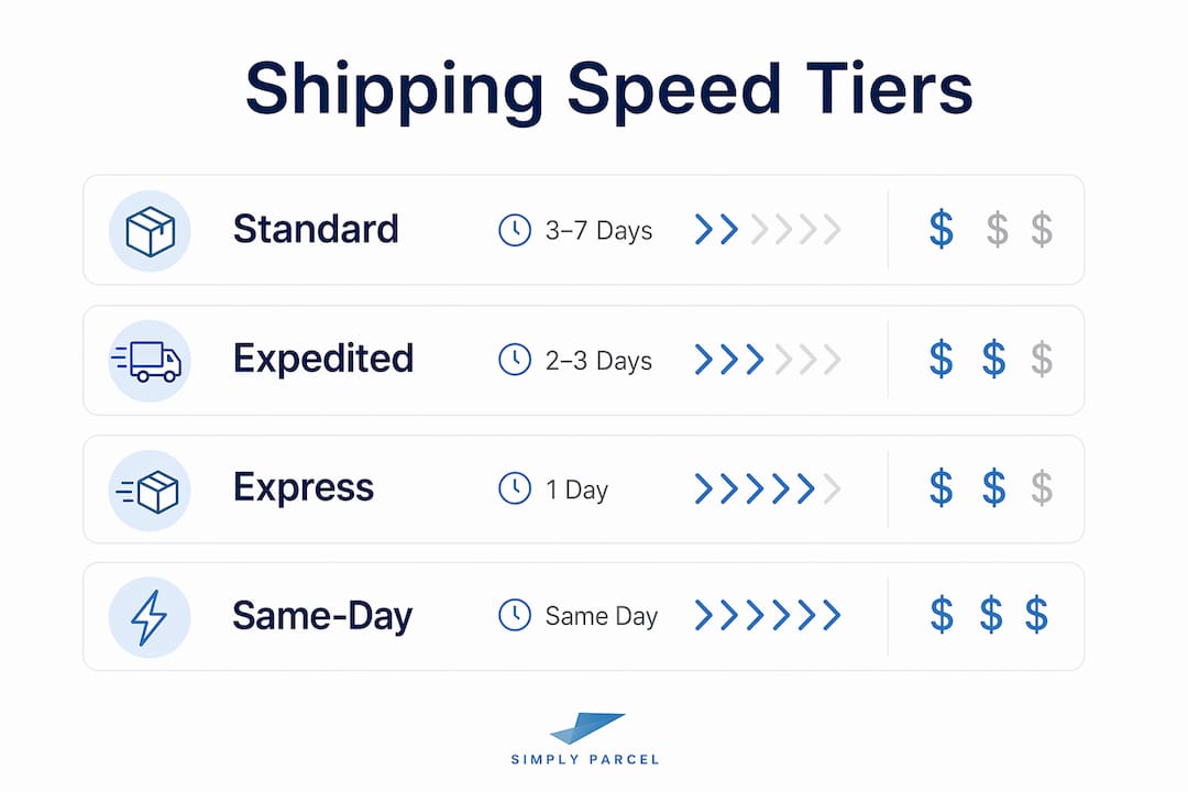 Infographic showing ranked shipping speed tiers