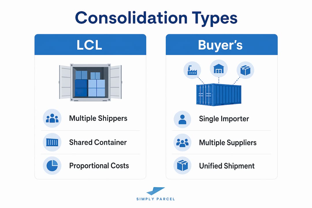 Infographic comparing shipment consolidation types