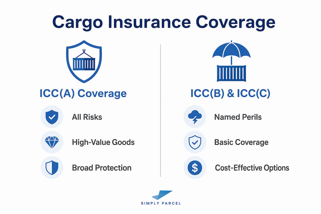 Infographic comparing cargo insurance coverage types