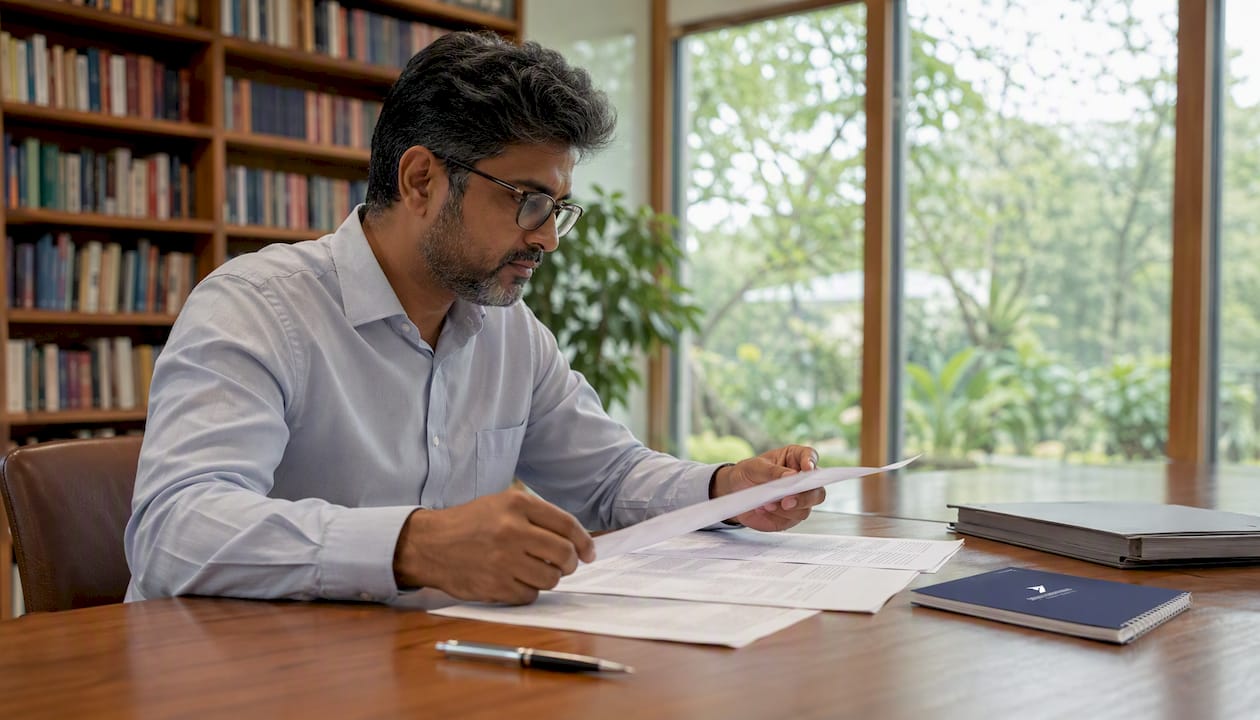 Man reviewing declared value and insurance papers