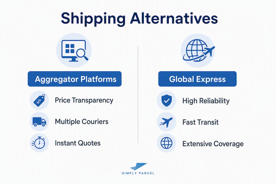 Infographic comparing shipping providers categories